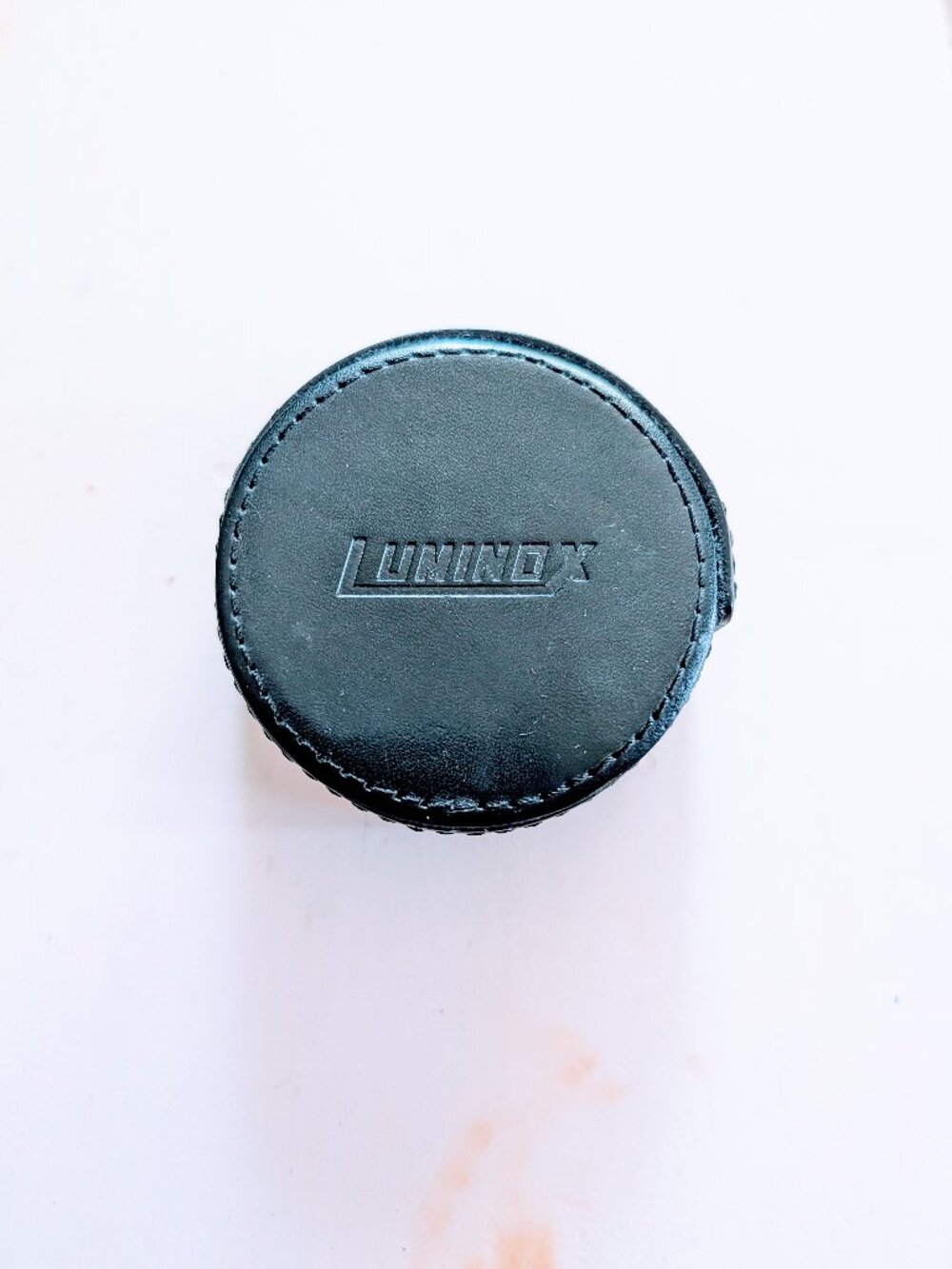 Luminox Black Leather Travel Watch Case Round Rugged Military Style Compact